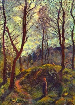 Camille Pissarro œuvres - paysage avec de grands arbres Camille Pissarro